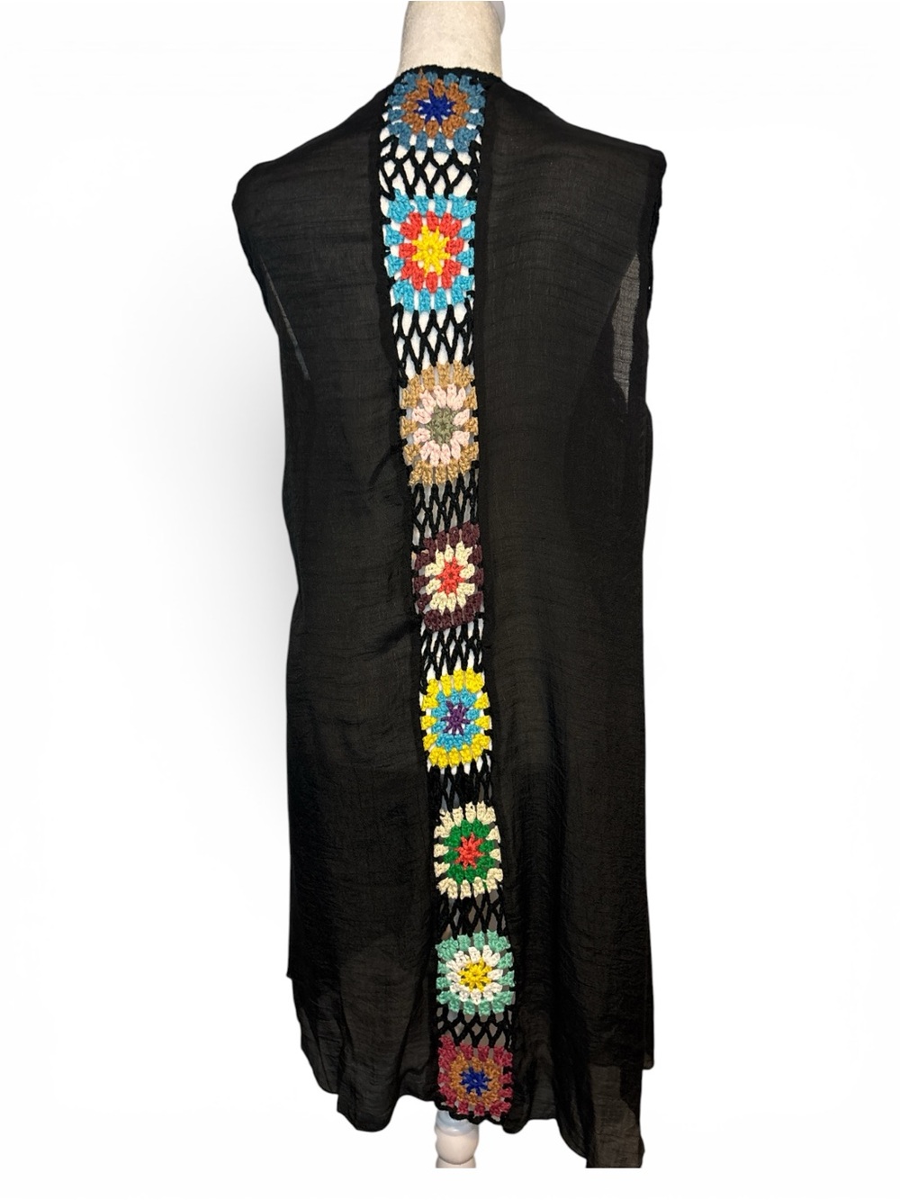 Stem Black  multi color crochet sheer, light, summer, festival wrap